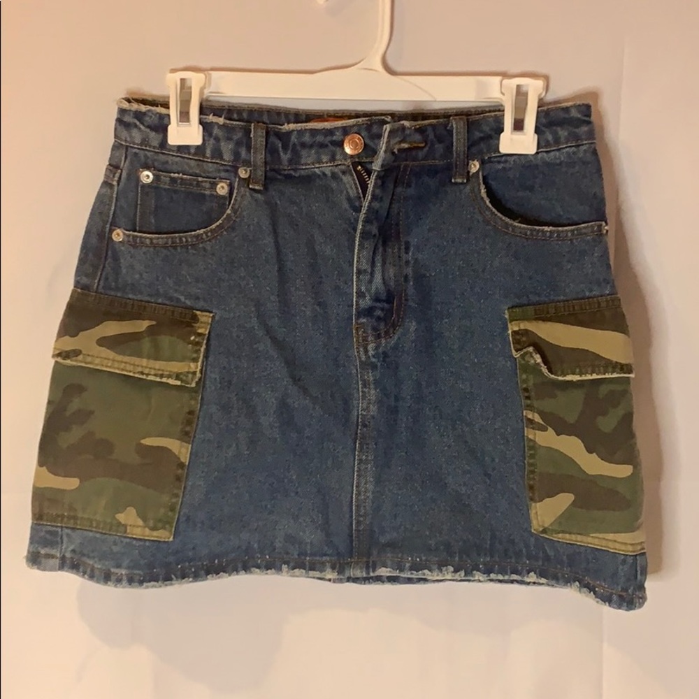 Denim & Camo Mini Skirt